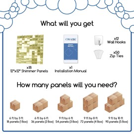 COKAOBE Light Gold Shimmer Wall Backdrop, 18 Pcs Square Sequin Shimmer Backdrop Panel, Photo Backdrops for Birthday, Anniversary, Wedding, Graduation & Bachelorette Party Decoration