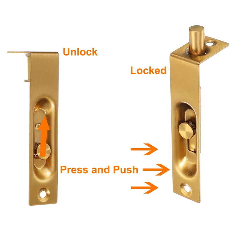 MECCANIXITY Flush Bolt 4.06 x 0.87 Inch Solid Brass Door