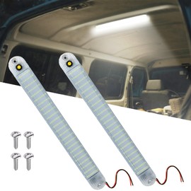 Qasim LED Room Lamp, Cargo Area Light, White, 12-80V with ON/OFF Switch, Truck, Trailer, Camper Light, PC Cover, 2835SMD, Screws, Double Sided Tape, Length 11.0 inches (280 mm), 2 Pieces