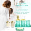 Bathroom Accessory Set, 9-Piece Teal Bathroom Set with Trash Can,