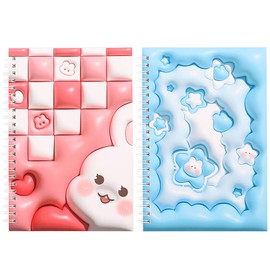 SZHTSWU 2 Pcs SZHTSWU 2 Pcs Reusable A5 Sticker Book Organizer - 40 Blank Sheets with Release Paper, Cute Star Heart Cover Storage Album for Collecting Stickers, Labels & Decals