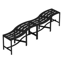 Timechee Metal Curved Fire Pit Bench Set of 4, Outdoor Fire Pit Seating, Steel Backless Outside Bench for Garden, Patio, Porch, Backyard, Plant Stand, Heavy Duty Plant Holder, Style 2, Black