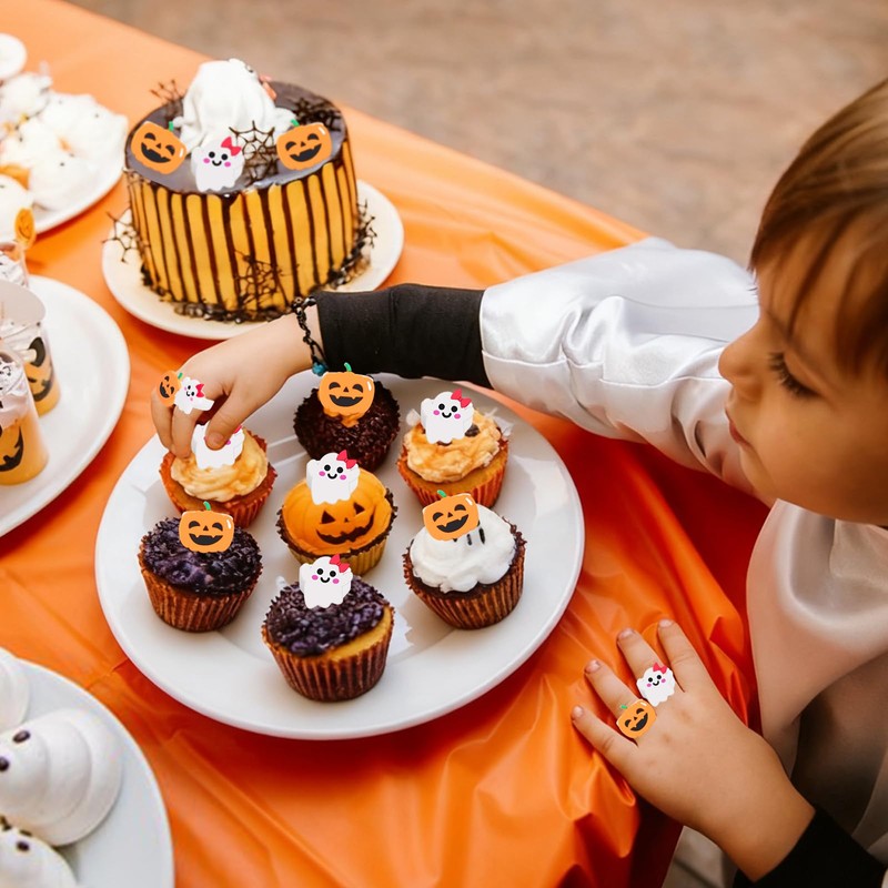30pcs Halloween Cupcake Toppers Ghost Cupcakes Toppers Picks for Kids