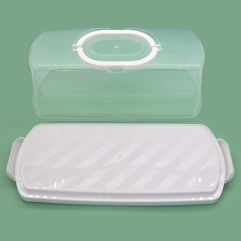 FEOOWV Portable Plastic Rectangular Loaf Bread Box with Transparent Lid,