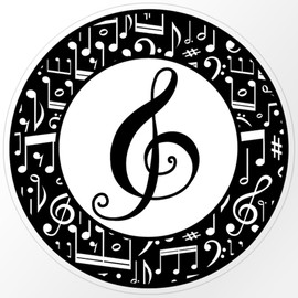 CafePress Treble Clef Music Lover Medium Die Cut Sticker, 5.75" x 5.75" Clear
