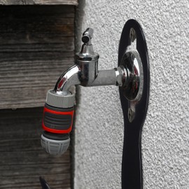 Relaxdays Hose Holder, Set of 2, for 30 m Hose, Hose Holder for Tap and Wall, HBT 23 x 9 x 9 cm, Black