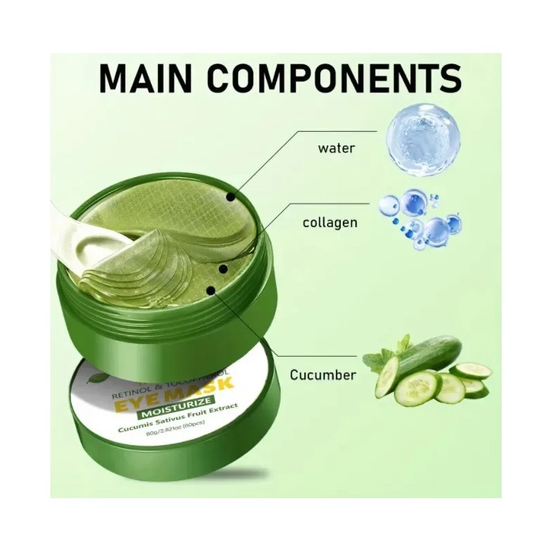 60 Parches Oculares Té Verde Reafirmantes Anti Ojeras