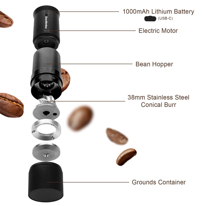 Portable Electric Coffee Grinder – Rechargeable Coffee Bean Grinder with