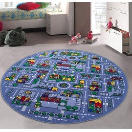 Champion Rugs Play MAT Race CAR Tracks - Learn & Have Fun Safe! Children's Educational, Road Traffic System, Multi Color, Play Mat Rug Great for Playing with Toy Cars, Bedroom Playroom