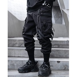 Niepce Inc Streetwear Techwear Jogger Cargo Pants for Men (Black2, Medium)