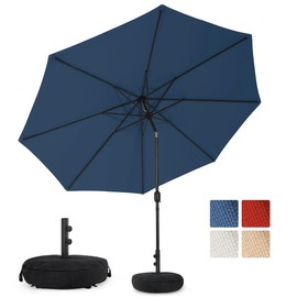 Sundale Outdoor Olefin 5-Year-Non-Fading 11FT Patio Umbrella with Sand Bag Base, Outdoor Umbrella with Tilt and Crank, Navy