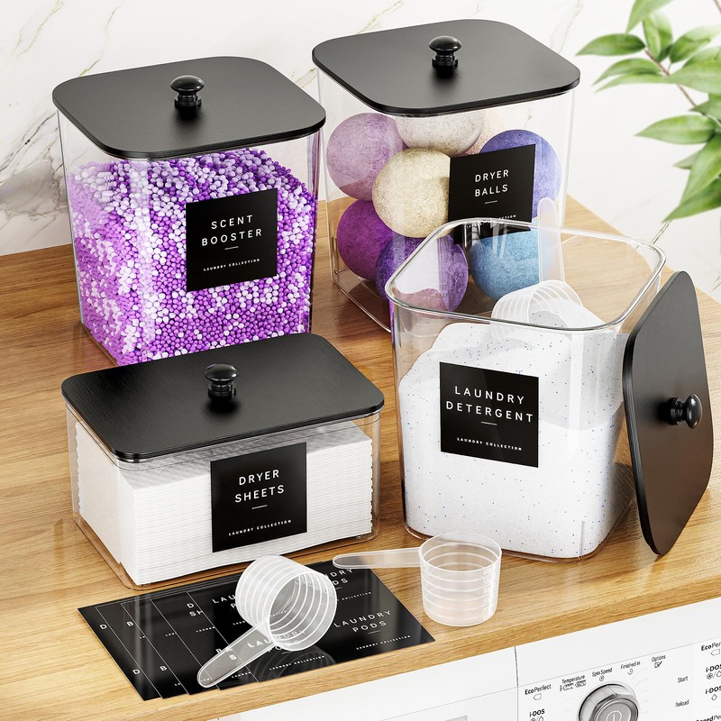 4 Pack Laundry Pods Container, Clear Laundry Room Organization Containers,Large