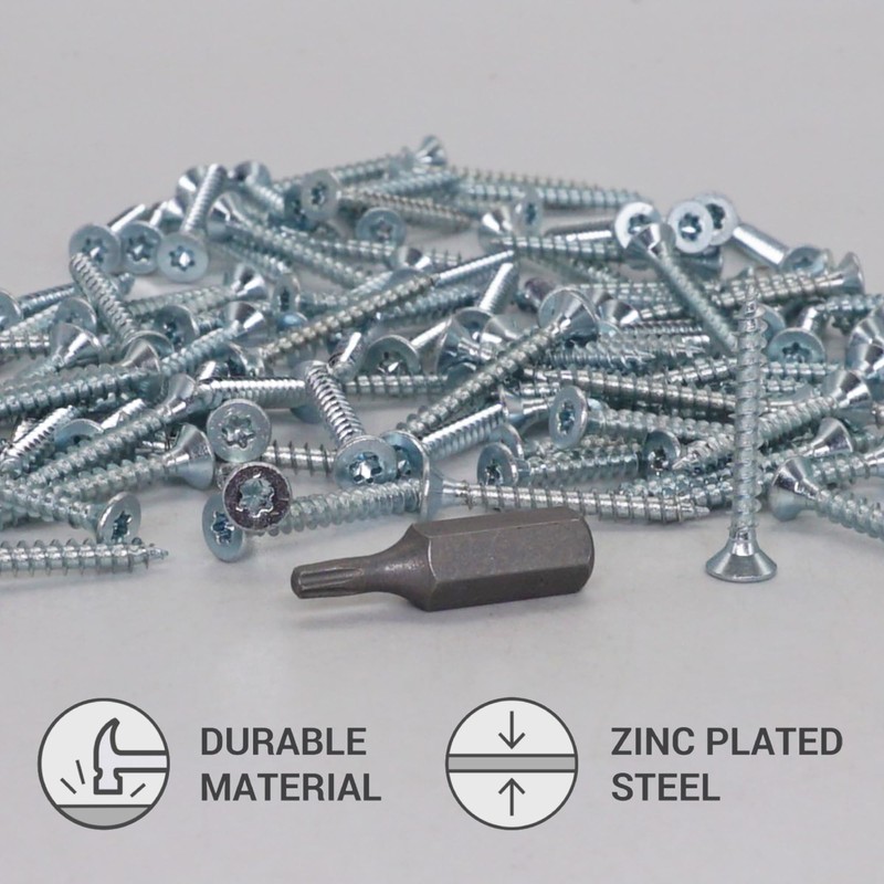 SKIR'CO (300 Pieces) Galvanised Steel Wood Screws 3.0 x 25mm