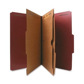 Nature Saver 95013 Classification Folder,Two-Pocket,2/5 Cut,Legal,10/BX,Red