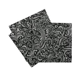 50 Airlaid Napkins 40 x 40 cm 1/4 Fold Black Silver by Mank Lias Motif High-Quality Napkins for Parties such as Weddings and Catering