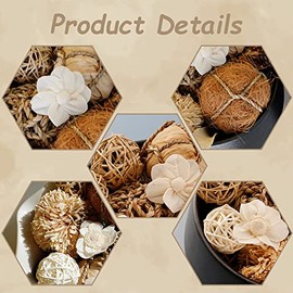 Qingbei Rina Bolas decorativas para centros de mesa, bolas de mimbre de ratán decorativas, rellenos de cuenco y jarrón surtidos, esferas trenzadas decorativas, decoración de mesa de boda y hogar
