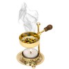Handcrafted Adjustable Resin Incense Burner in Golden Brass with Wooden