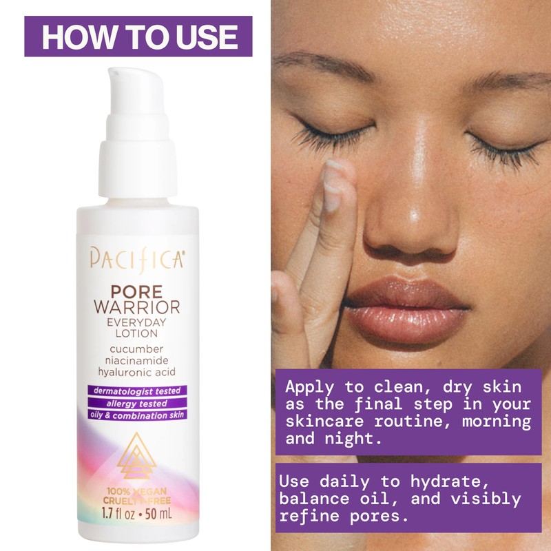Pacifica Pore Warrior Everyday Face Lotion Acne Fighting - Niacinamide,