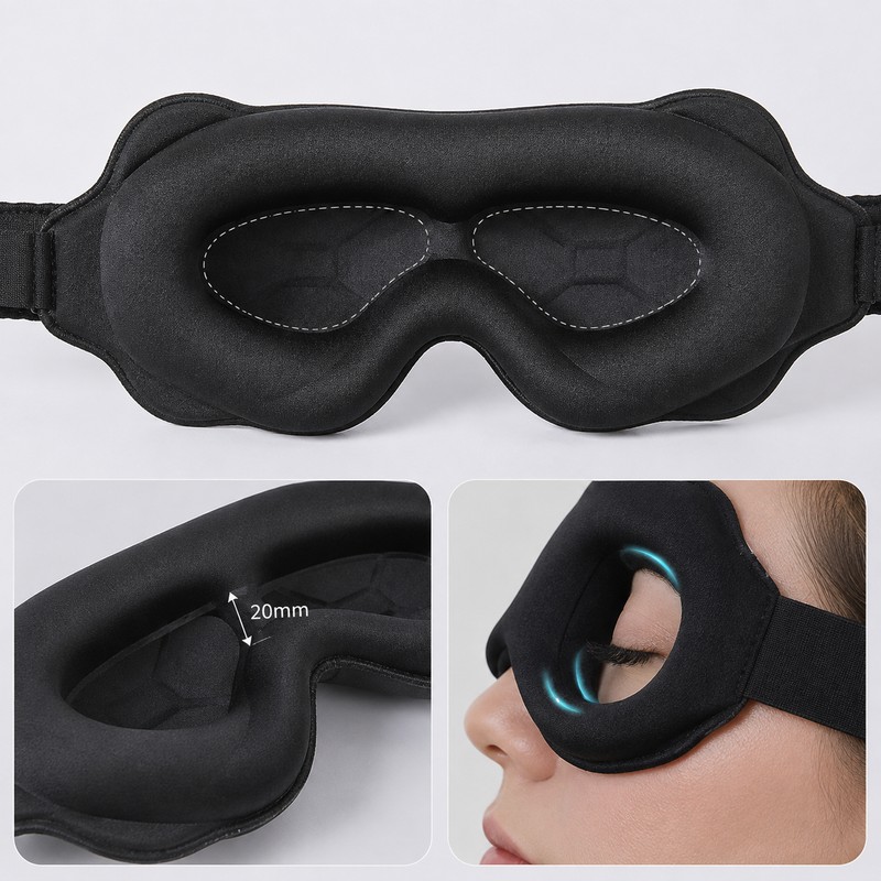 Lash-Friendly 3D Blackout Sleep Mask for Sleeping – Deep Eye