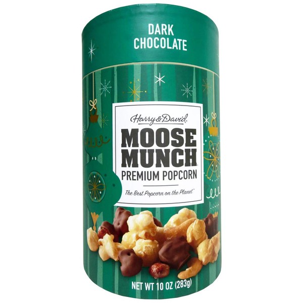 Harry & David Dark Chocolate Moose Munch Premium Popcorn Holiday Canister
