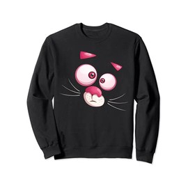 Funny Pink Cat Panther Face Costume Sweatshirt