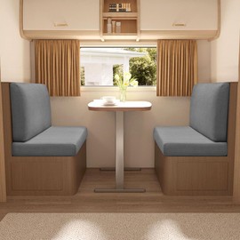 Pack of 2 Camper Cushion Covers, 1 Set Stretch Covers, Couch, RV Seat Covers, Caravan Cushion, Sofa Seat Cushion Covers, RV Seat Covers for Trailers, Motorhome Seat, Washable (Light Grey)