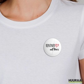 Huuraa Button Pensioner with Heart Gift Pensioner Gift Idea, 59mm, Metal