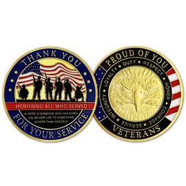 Military Veterans Challenge Coin Thank You for Your Service Veteran Appreciation Coin Gift