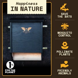 BIGBATBOX - Bat House for Outdoors - Clean Your Backyard from Mosquitoes - Wooden Bat House Kit - with Our Proven Bat Box Design, You are Almost Guaranteed to Attract Bats! WildYard