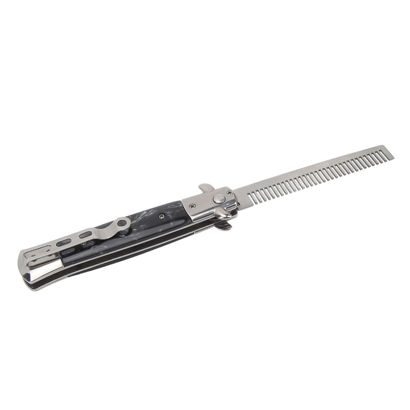 Switchblade Comb Men Automatic Push Button Foldable Pocket Oil Hair