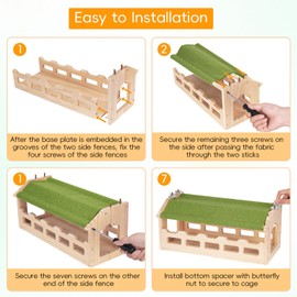 LITURTOO Chinchilla Wood Suspension Bridge: Pine Guinea Pig Hideout, Small Animal Wooden Bridge and Platform for Sugar Gliders, Squirrels