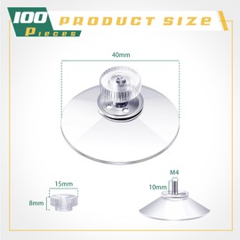 Zopeal 100 Pcs Adhesive Suction Cups Bulk with Screws Nut Plastic Sucker Pad 40 mm Clear PVC Sucker Pad Strong Adhesive Suction Hook Holder for Window Car Glass Shade Cloth Glass Bathroom Wall Door