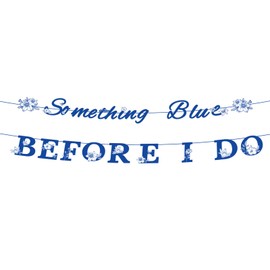 Something Blue Before I Do Bridal Shower Decorations, Pre-Strung Bridal Shower Banner Blue Photo Backdrop Sign for Wedding Bachelorette Party Engagement & Bride-to-Be Decor