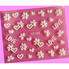 Heart Rose Love Stars Valentine's Day Rhinestone 3D Art Nail Sticker 701 for Nails Design Nail Art Stickers Decals Supplies Manicure Tips Sticker Colorful for Nail Decorations
