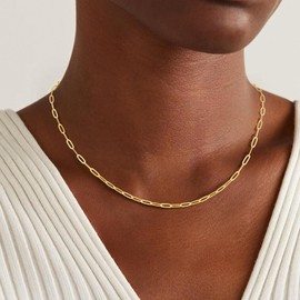 BLThing 925 Sterling Silver Paperclip Chain Necklace for Women, 3mm Sturdy Dainty Chain Necklace, 16 to 24 Inch