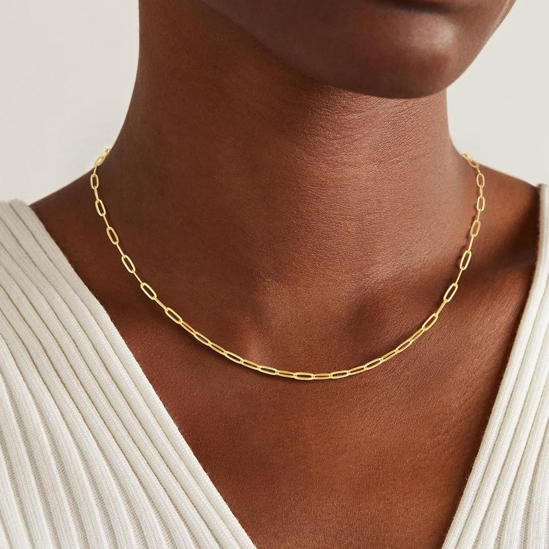 BLThing 925 Sterling Silver Paperclip Chain Necklace for Women, 3mm