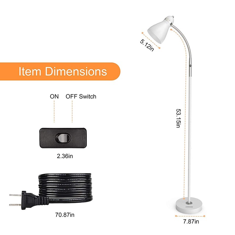 LEPOWER Floor Lamp, Metal Standing Lamp with Adjustable Gooseneck, Heavy