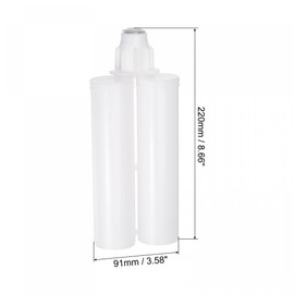 uxcell 2Pcs Epoxy Gun Adhesive Cartridge, 220mm Plastic Resin Mixer Dual Glue Cartridge with Gray Piston for 400ml/13.5oz 1:1 AB Glue Adhesive Gun