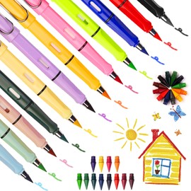 YOUYIKE Magic Colouring Pencil Set of 12 Eternal Pencil with Eraser & 24 Interchangeable Tips, Inkless Reusable Infinity Pencil for Children, Students, Artists