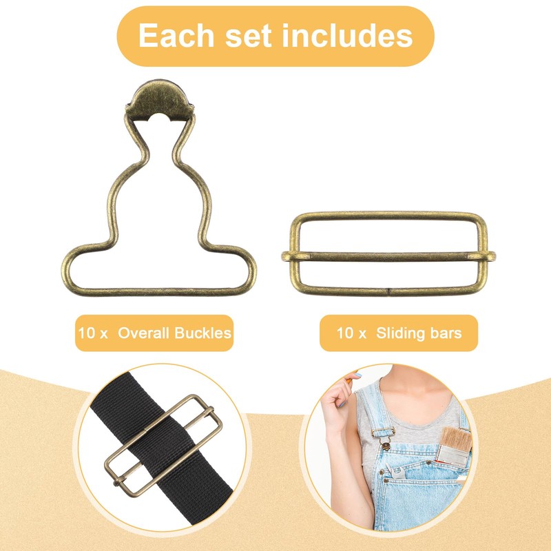 Lusofie 10 Pairs Overall Buckles Replacement 2 inch Inside Overall