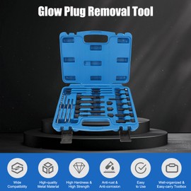 22Pcs Glow Plug Removal Tool, High Hardness Glow Plug Removal Tool Kit, Glow Plug Extraction Kit for M8 & M10 Glow Plug Electrodes Removal Tool with Easy-Carry Toolbox
