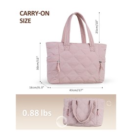 Prite Quilted Tote Bag for Women Large Puffer Travel Shoulder Bag Handbag Lightweight Fluffy Teacher Nurse Bag for Work, Gym, School