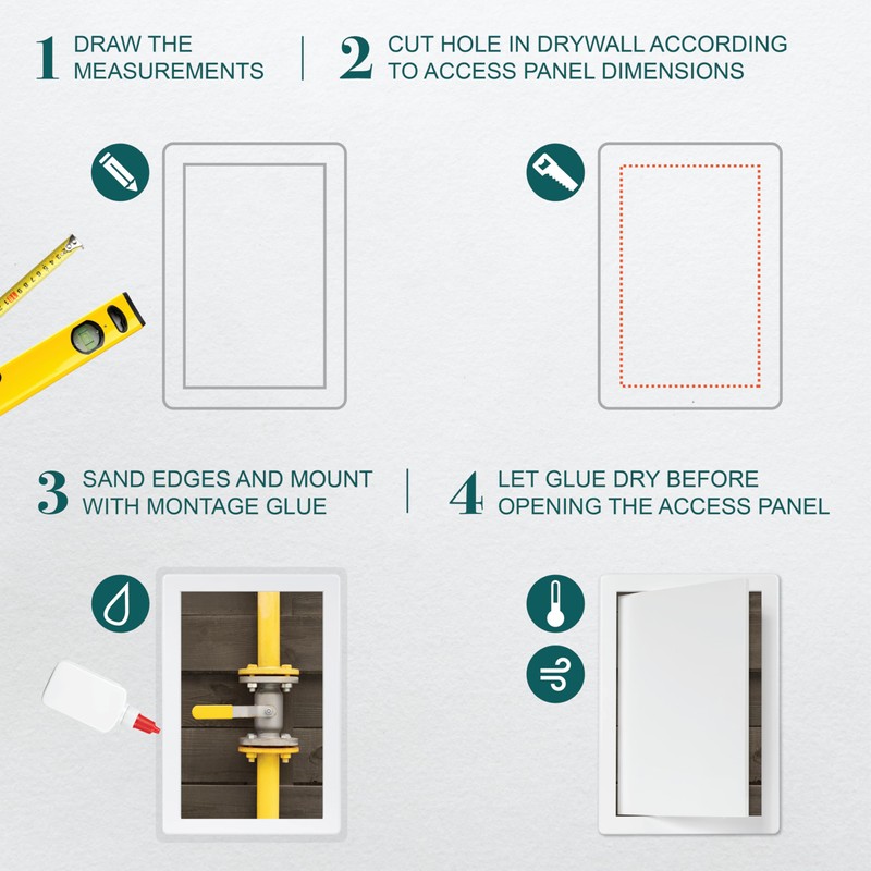 8" x 12" White Plastic Access Panel. Service Shaft Door