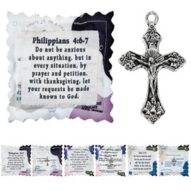 Stranthother 24 Pack Mini Prayer Quilts with Cross Inside Squares Pocket Christian Sympathy Gift for Women Religious Friends Mother Day Church Faith Appreciation Gifts Prayer Cloth with Poem Scripture