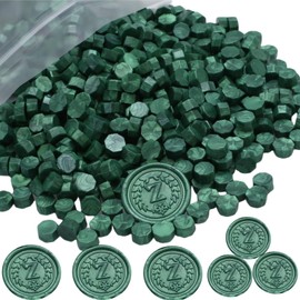 Pine Green 300 Pcs Wax Seal Beads, Sealing Wax Beads, Refilling Octagon Wax Sealing Beads for Wax Stamp Sealing, Perfect for Wedding Invitations, Christmas Cards, Envelopes (Pine Green)