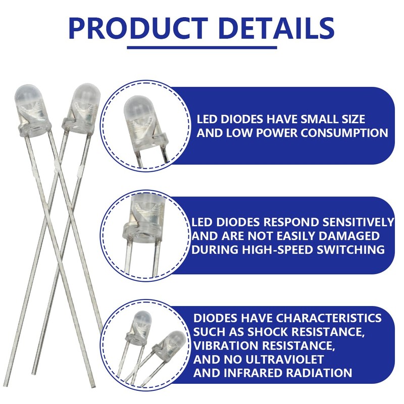 Innfeeltech 100pcs 3mm RGB LED Diode Light DC 3.0~3.4V, 20mA,