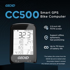 GEOID CC500 Fahrradcomputer GPS, 2,5-Zoll-Bildschirm, kabelloser GPS Tacho, Ant+ Bluetooth, IPX6 wasserdichter Fahrradtacho, Geschwindigkeits-/Trittfrequenzsensor und Leistungsmesser kompatibel
