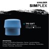 Simplex Schonhammer, TPE-soft / TPE-mid; mit verstärktem Tempergussgehäuse und Fiberglasstiel