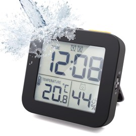 Clock, Digital Clock, Splashproof Waterproof Timer, Thermometer, Hygrometer, LCD Display, Alarm Clock, Bath Clock, Wall Mount, Tabletop, Bathroom, Washroom, Kitchen, Room, Courtyard, Room Shower,