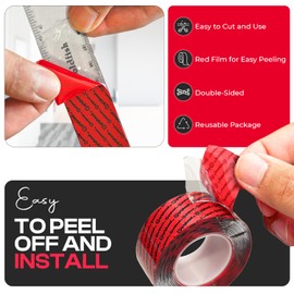 GripBond Clear Double Sided Mounting Tape, Heavy Duty Mounting Tape (1 Roll, 1.2”x120”) Indoor/Outdoor Weatherproof Double Sided Tape for Wall Mountings, Poster Tape, Picture Tape Clear Mounting Tape